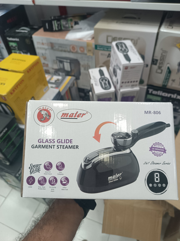 اتو بخار مایر مدل MR-806 اورجینال با صفحه شیشهای و نمایشگر دیجیتا
